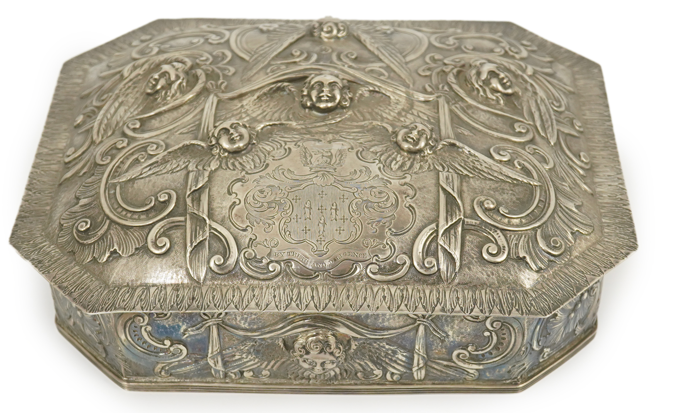 A 17th century style Continental silver casket